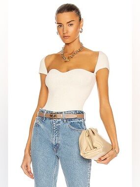 KHAITE The Ista Ribbed Top In Ivory Size Medium